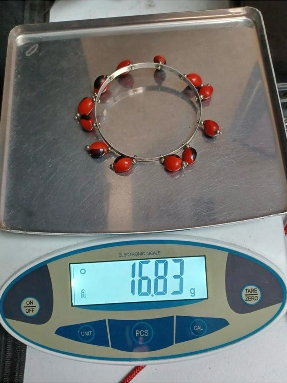 Sterling Silver 925 Red Beaded Bracelet - Picture 5 of 9